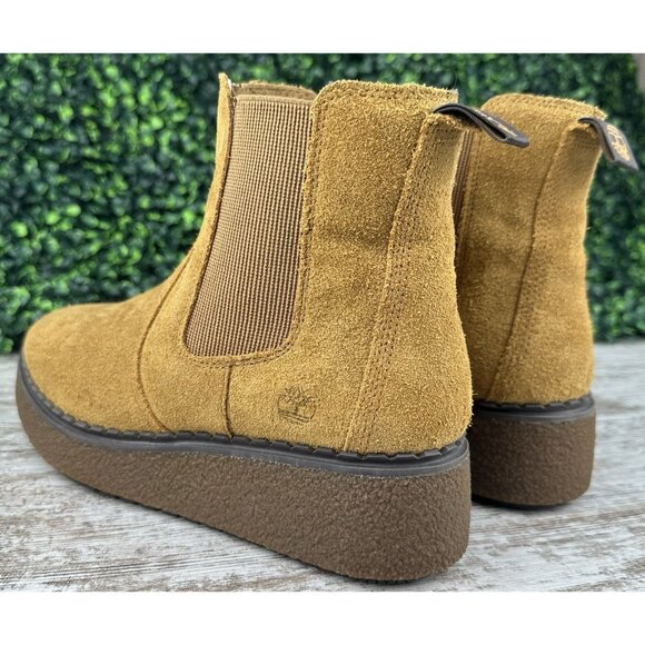 TIMBERLAND Bluebell Lane Chelsea Boot Womens 8M Brown Suede Slip-On Platform Lug - Picture 5 of 12